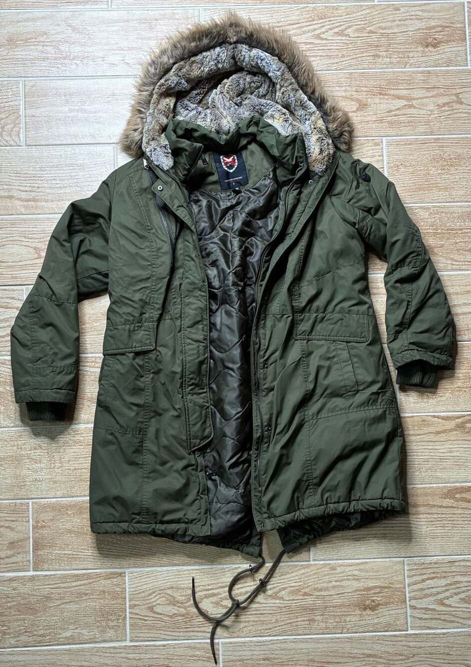 1 Madison Expedition Parka Coat Size XL Green Faux Fur Hood